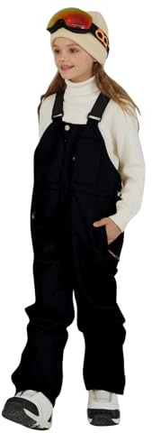 Pantalon de ski réglable imperméable à isolation thermique avec protection des genoux doublé en polaire pour enfants Pantalon d'hiver coupe-vent durable, 01#_noir, 4-5 ans