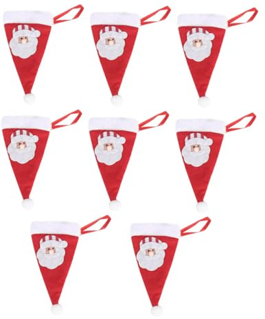 Cabilock 8Pcs Christmas Mini Tableware Bags Set with Cutter and Fork Covers, Xmas Cutlery Sleeves and Bottle Hats for Holiday Table Decoration at Home