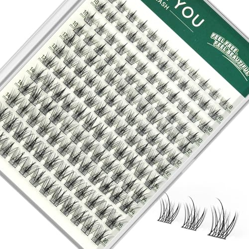 KEYYOU Fairy Lashes Cluster Manga Wimpern Cluster C Curl Wimpernverlängerungen Ultra leichte natürliche Wimpern mit extrem dünnen buschigen künstlichen Wimpern (F03, C-8-16mm)