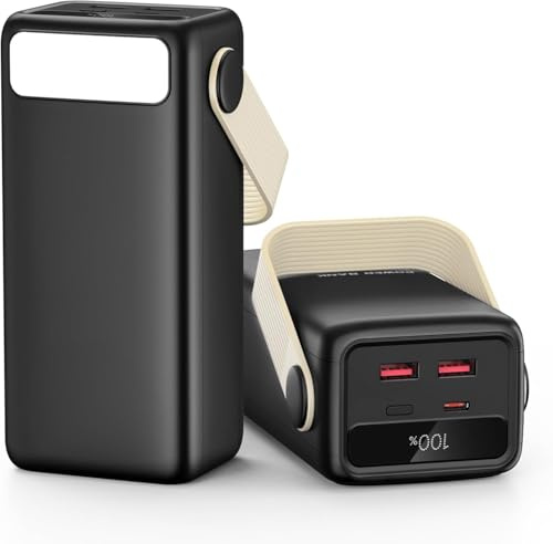 Batterie Externe 60000mAh, 22,5W PD20W Charge Rapide Power Bank, Chargeur Portable Grande Capacité avec Lampe Torche pour Camping, Activités de Plein Air, Smartphone, Tablette