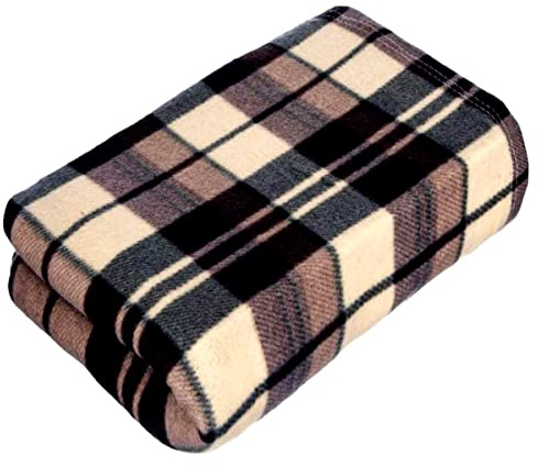 Cotton Arts SOFT FLEECE BLANKETS LARGE EXTRA WARM TARTAN SOFA BED CHECK THROW 150 * 200 cm (Coffee)