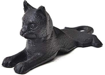 TentHome Tiere Türstopper Boden Landhaus Gusseisen Deko Türkeil Rutschfest Türpuffer Schwarz Türhalter Kinder Möbelkeile (Katze)
