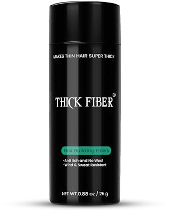THICK FIBER Hair Fibers | Hair Powder for Thinning Hair 28g Bottle | Makes Thin Hair Look Thicker in Seconds | Hair Loss Concealer For Women & Men (Black)