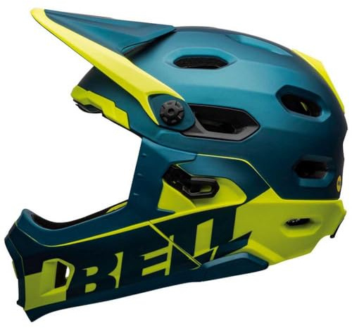BELL Super DH MIPS Casco de Bicicleta de montaña, Unisex Adulto, Mate/Gloss Blue/Hi-Viz, L 58-62cm