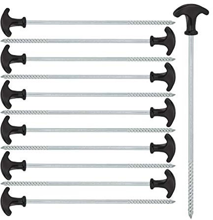 relaxdays Pioli per Tende, Set da 12, Picchetti a Vite, Acciaio, Terreni Duri, Ancoraggio Padiglioni, 31 cm, Nero