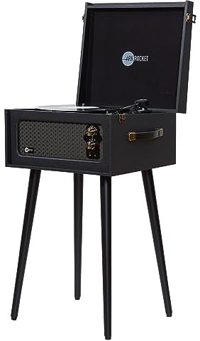Arkrocket Discovery II 3-Speed Bluetooth Record Player Retro Console Turntable with Built-in Speakers and Removable Legs (Black)