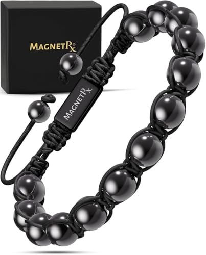 MagnetRX® Pulsera Magnética Terapéutica de Hematite - Brazalete con Piedras Potentes Curativas para un Alivio Natural del Dolor – Pulsera con Hematitas Magnetoterapia (Modelo Bali Cuentas 8mm)