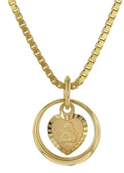 trendor Taufring mit Amorherz Gold 585 an goldplattierter Silberkette 75120-42 42 cm