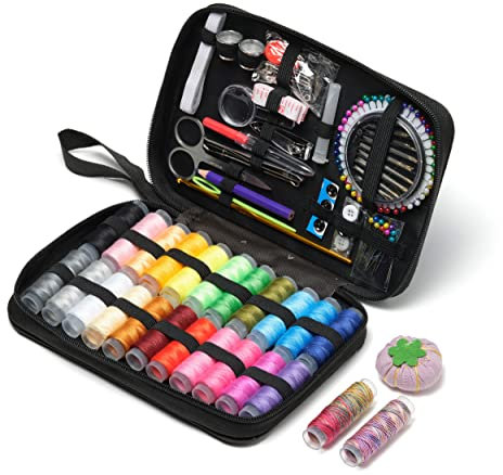 VIOLA Zig-Zag Nähset, 178 Nähzubehör, Komplett Nähzeug für Anfänger, 24 Fadenspulen, Nadeln Set, Knöpfe, Sewing Kit, Notfall Kleidung Reparatur