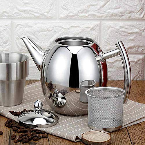 Tea Teapot 1000ml, Teapot with Infuser Stainless Steel Teapot Tea Maker Outlet of Vapor Tea Kettle with Tea Filter Sieve for Home Cafe Hotel Restaurant Office (1L/1000mL)