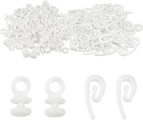 200 ganchos para cortinas plástico blanco raíles de cortinas ganchos deslizantes ganchos deslizantes para cortinas ganchos deslizantes rodillos cinta, para cortina de ventana puerta cortina de ducha