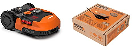Worxtagliaerba Robot Da Giardino Landroid Wr153E, Rasaerba Elettrico A Batteria 20 V, Tosaerba 3 Lame Mobili & Wa0178 Filo Perimetrale, Lunghezza 100 Mt. Per Robot Rasaerba Landroid,Colore Nero