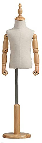 SGSG Nähen Kinder Schneiderpuppe (Alter 2-8 Jahre)， Verstellbare Höhe Kleinkind Schaufensterpuppe Torse mit Holz runder Basis， für Jungen oder Mädchen Kleidung Display (mit Armen 4)