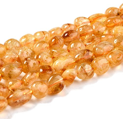 Beadthoven - 1 filo di perline di citrino naturale, lisce e burattate, pietre preziose chakra, perline per la creazione di braccialetti e gioielli, foro: 0,8 mm, 40 cm