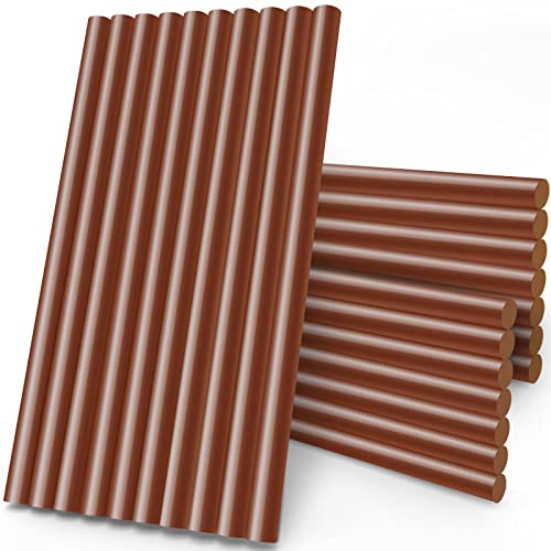 Manarty Brown Hot Glue Stick, 24 PCS 0.43 Dia x 8 Long Fbric Glue Sticks for Craft, Adhesive Hot Melt Gluing Sticks for Crafting, Woodworking, Decoration, Bonding Repair, Wax Sealing