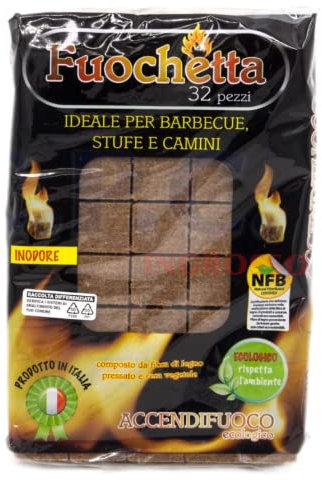 Generico Accendi Fuoco per Stufe Barbecue Camini Accendifuoco Ecologico Ecofiamma Confezioni da 32 Cubetti, 2 Confezioni