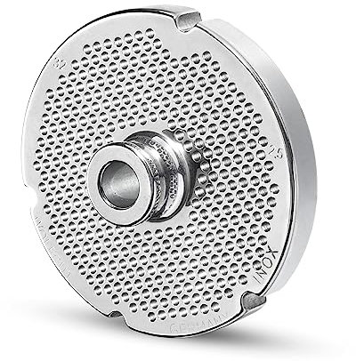WolfCut INOX - Dischi perforati Longlife con mozzo e 4 scanalature, compatibili con tritacarne e per tutti i tipi di tritacarne da 32 a 2,5 mm