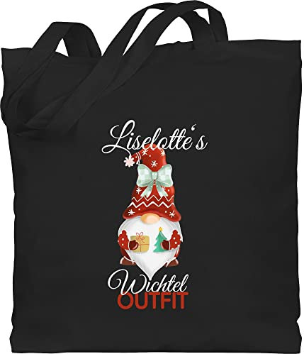 Baumwolltasche - Weihnachten Geschenke Christmas - Wichtel Outfit mit Name - Unisize - Schwarz - weihnachts tasche weihnacht weihnachtswichtel jutesäckchen personalisierte jutetasche weihnachtliche