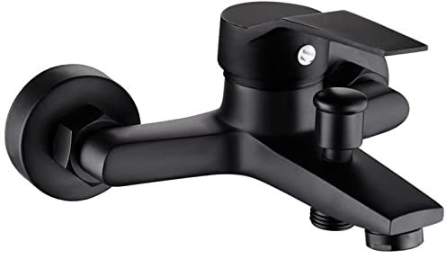 FQYEP Shower Mixer Tap Set for Bath,Matt Black,Shower Faucet Hot and Cold Water,Faucet for Bathtub,Brass,Shower Mixer Tap,Wall Mounted Bath Mixer Tap,Black A