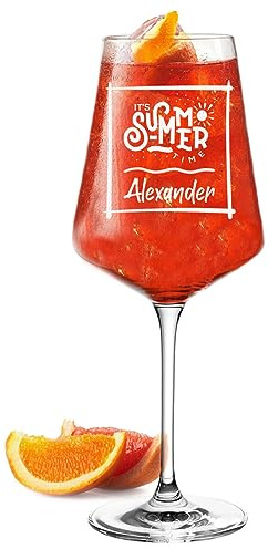 polar-effekt Aperol Spritz Glas 560 ml mit personalisierter Wunschgravur - mit Namen graviert Frauengeschenk - Geburtstagsgeschenk für Mama - Weinglas für Sangria, Lillet und Cocktails