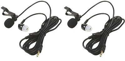 2 set of Lavalier Lapel Clip-on Microphone for Smartphones PC Audio Recording Black