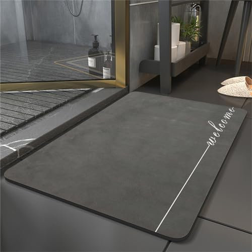 Badematte Rutschfester Badezimmerteppich Groß, Super Absorbierende Bodenmatte, Schnell Trocknend Badematten, Badteppich Rutschfest Badematte SaugfäHige Badvorleger Badezimmermatte Anthrazit, 80x120cm