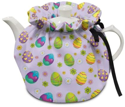 Youngerbaby Easter Eggs Print Breakfast Pot Cover Insulation Keep Warm Reusable Tea Pot Cozies Teapot Protector for Home Kitchen Table Hotel Tea Party Restaurant Decorative Accessories