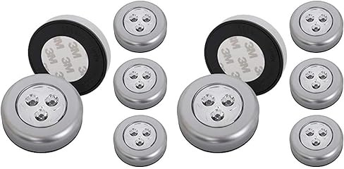 BRILONER Leuchten - 5er Set Stick&Push LED Touch Lampe, batteriebetrieben, Nachtlicht selbstklebend (3M Markenkleber), Küchenlampen, Schrankleuchten (Packung mit 2)