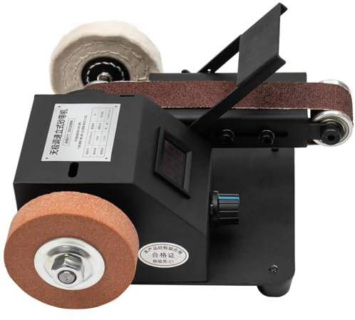 ZbOLi Lijadora de Banda eléctrica, 350 W, lijadora de Banda eléctrica para Bricolaje, lijadora de Banda para afilar Cuchillos con 10 Piezas de Correa abrasiva para Cuchillos de Madera y Metal