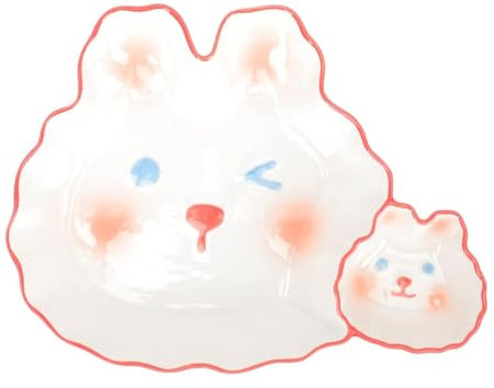 HQYNHTWD Tableware Dumpling Plate Chips Salad Plate Rabbit Fruit Serving Platter for Christmas Present Holiday Gifts Living Room Plates Porcelain