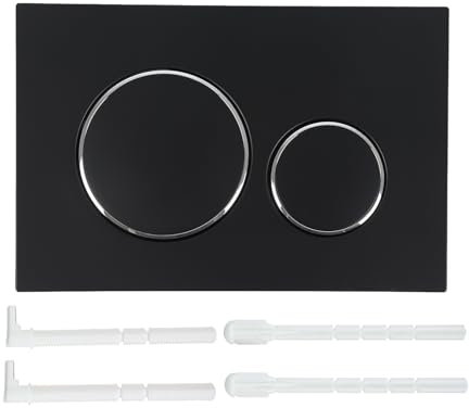 Drückerplatte mit Einbaurahmen,Betätigungsplatte passend für Geberit Sigma 20 UP300 & 320 Betätigungsplatte Ersatzteile mit Spülhebelset WC Spülkasten Ersatzteile (Schwarz Matt mit Silberner Ring)