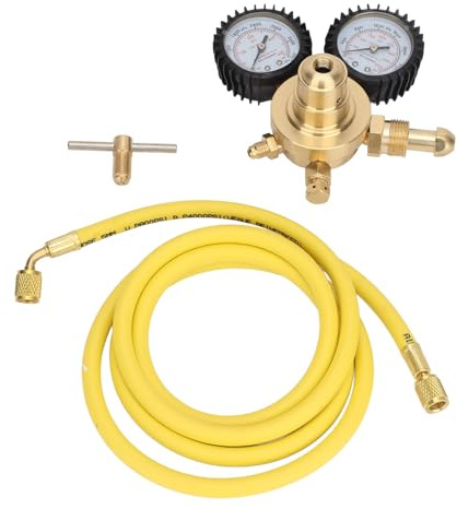 Stickstoffregler, Einlass-Auslass-Verbindungsmessgeräte aus Messing, 0–600 PSI mit 2 M Gasrohr, Hochdruck 4000 Psi/28000 KPa, Niederdruck 600 Psi/4200 KPa