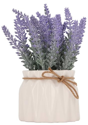 Sahgsa Künstliche Pflanzen, Kleine Künstliche Lavendelblüten, Kunstblumen, Pflanzen Im Keramiktopf für Zuhause, Badezimmer, Büro, Schreibtisch, Zubehör, Hochzeitsdekoration,