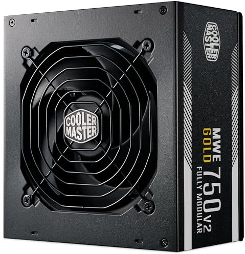 Cooler Master MWE Gold 750 V2 ATX 3.1 Fully Modular PSU (UK Plug) - ATX 3.1 Support, 80 PLUS Gold 750W Power Supply, PCIe 5.1 Cabling, 120mm HDB Fan, High-Temperature Threshold, 5 Year Warranty