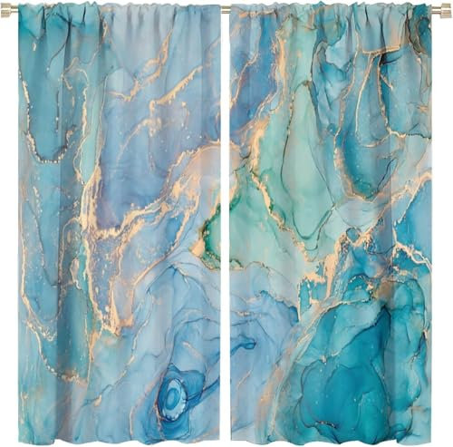 Vorhang Blickdicht 3D Marmorstruktur - 2 Stücke Verdunklungsvorhänge Mit Ösen Schlafzimmer Wohnzimmer Schallschutz Vorhang Verdunkelung Gardinen, 140 (B) X 160 (H) cm - Kinder Vorhänge 9426352276879