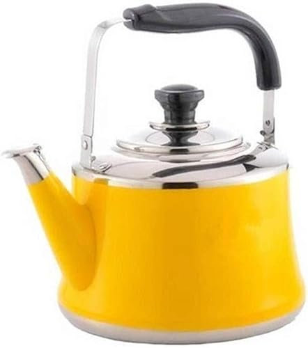 MOZ4dxy Electric kettle Food Grade 304 Stainless Steel Lightweight Induction Kettle With Traditional Vintage Spout For Stovetop Or Stovetop Coffee Pot Tea Kettle(Yellow,1.5L)
