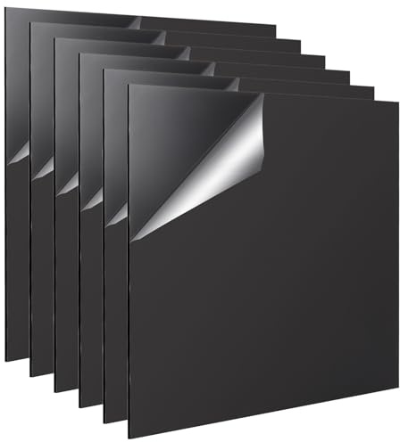 WOPPLXY 6PCS Black Acrylic Sheets, 2mm Square Gloss Acrylic Plastic Sheet 30 x 30cm, Black Acrylic Panel for DIY Craft, Cutting, Painting