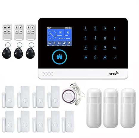 HPHPH Alarme Maison sans Fil, Système d'alarme de sécurité Domestique GSM Alarme interphone télécommande numérotation Automatique 433 MHz détecteurs Tuya APP contrôle, pour la Maison, Appartement(G)