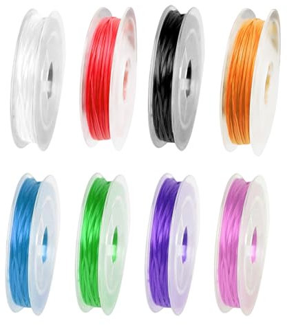 Daryunk 8 Rolls of Elastic Rope, Hand Braided Rope, 10m Jewelry Making Ropes, Used for Bracelets, Necklaces, DIY Beads, 8 Colors