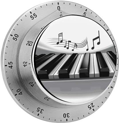 Piano Music Symbol Kitchen Timers, Manual 60 Minute Wind Up Timer Clock with Loud Alarm, Magnetic Backing, Mechanical Kitchen Timers, No Batteries Required, Countdown Timer for Cooking Baking