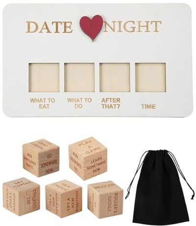 JUKOTA Juego de dados para citas, juego de pareja de San Valentín con bolsa de almacenamiento negra, dados para parejas, juego de dados románticos, regalos divertidos para el día de San Valentín,