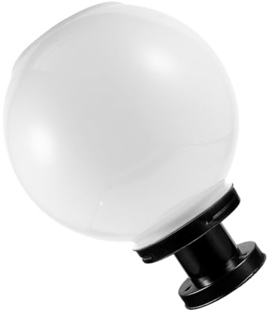 Sewroro Solar Post Light, LED Solar Globe Lamp, White, 20cm, Waterproof, Automatic Sensor, Stainless Steel Acrylic Sphere for Backyard Gate Outdoor Garden Lighting