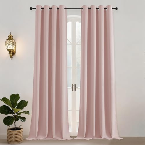 Simplebrand Verdunklungsvorhänge Thermovorhang Kälteschutz 2er Set H260 x B140cm Vorhänge mit Ösen Rosa Vorhang Blickdicht Weich und Langlebig Schallschutz Vorhang für Schlafzimmer Wohnzimmer