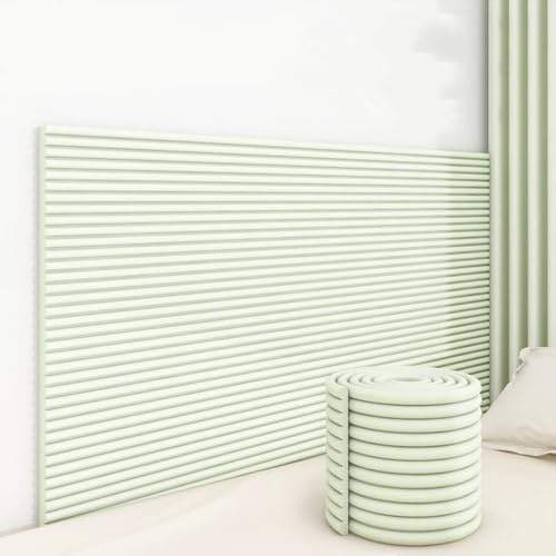 SkyFace Antikollision Selbstklebend Wandkissen 1cm Dick 3D Wandpolster Selbstklebend Bett Kopfteil Wandverkleidung Bett Dekoration Isolierung for Schlafzimmer Wohnzimmer (Hellgrün, 60 x 200 cm)