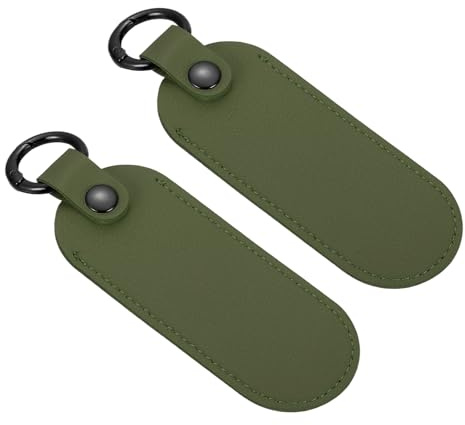 sourcing map 2 Pcs Leather USB Flash Drive Holder,Keychain Holder 5x1.7 Portable Storage USB Case Protective Carrying Case with Keychain for Flash Drive,Green