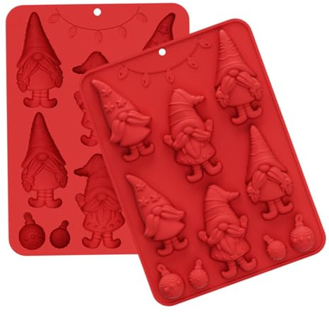 Moules En Silicone De Noël, Moule en Silicone à Design de Gnome pour Pâte à Sucre, Accessoire de Pâtisserie Antiadhésif pour Gelée Savon Dessert Pudding