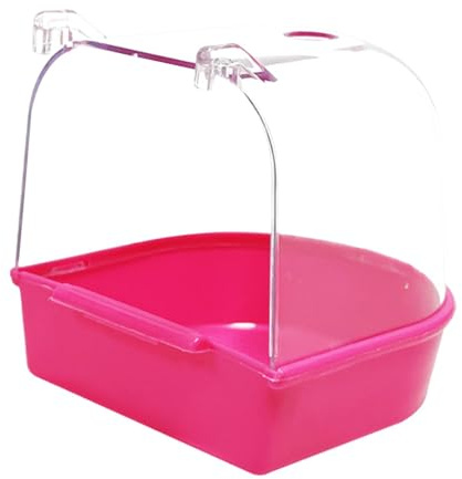 Ｚｉａｌｏｆｉ Vogelbad Vogelbad Box Käfig Papageien Badewanne Behälter Anti Rutsch PP Material für Wellensittiche Kanarienvögel Nymphensittiche Heimtierpflege, ROSA