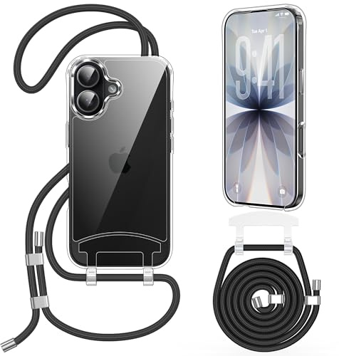 OLEPHY Handykette mit Band für iPhone 17 Hülle, Schwarz