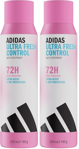 adidas, Ultra Fresh Control Deodorante Spray Antitraspirante Donna, Profumo Fresco, 72 Ore di Protezione dal Sudore, Delicato sulla Pelle, Formula Vegana, 150 ml (Confezione da 2)