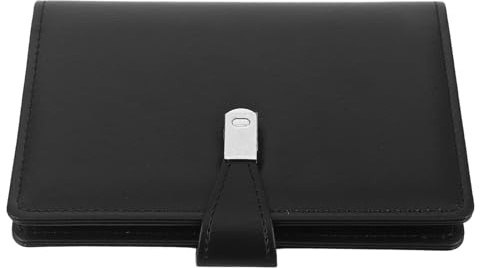 ROMISBABA Visitenkartenbuch Organizer für 150 Karten PU Leder Schwarz Kompakter Visitenkartenhalter mit Transparenten Fächern für Damen und Herren Praktischer Kartenordner für Büro und